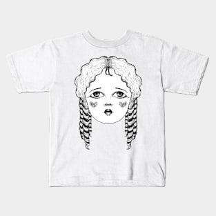 Antique Doll - Pattern - Pink Kids T-Shirt